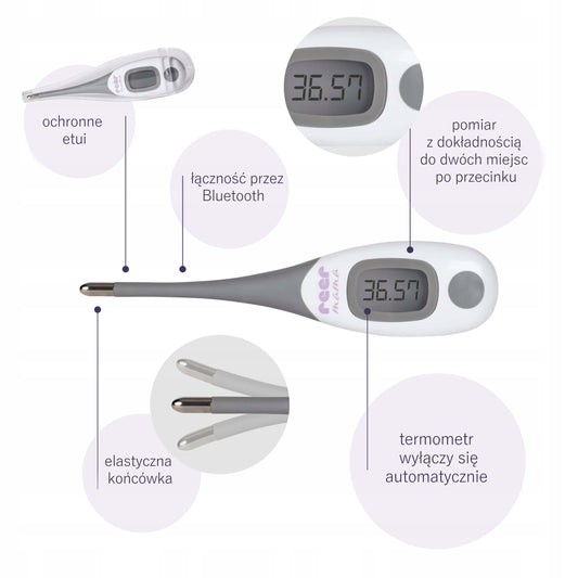 REER Mama doustny termometr elektroniczny owulacyjny Z APLIKACJĄ + etui, Bluetooth, precyzyjny pomiar