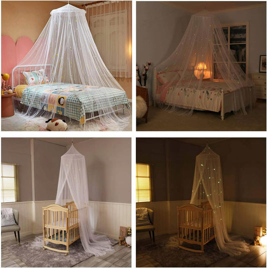 GLOW BED klamboe voor kinderbed, luifel met fluorescerende sterren