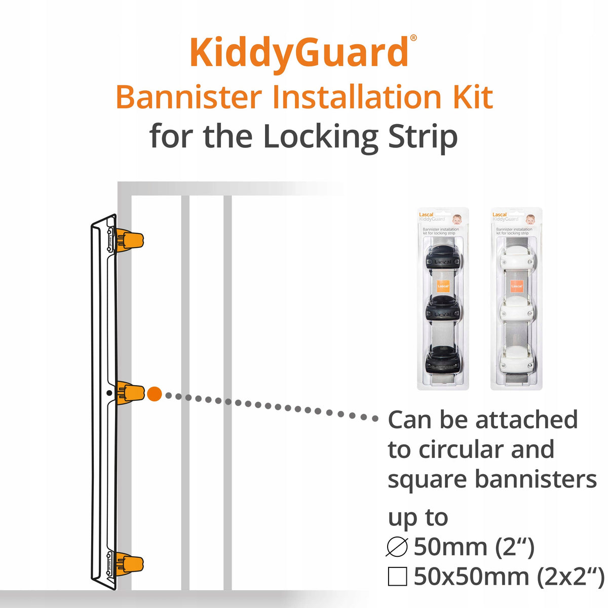 LASCAL KiddyGuard set per corrimano scale per cinturino di chiusura 14-50 mm