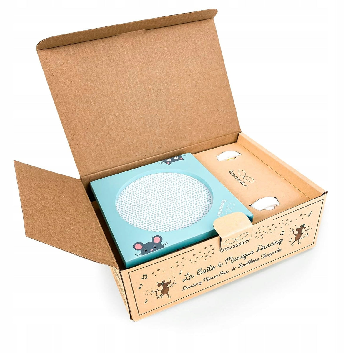 TROUSSELIER caja de música magnética de madera GATO Y RATONES