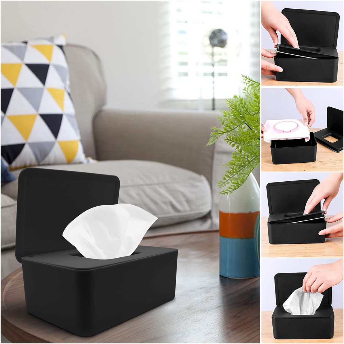 AOHCAE contenitore per salviette umidificate con guarnizione e coperchio 12 x 18,5 x 7 cm