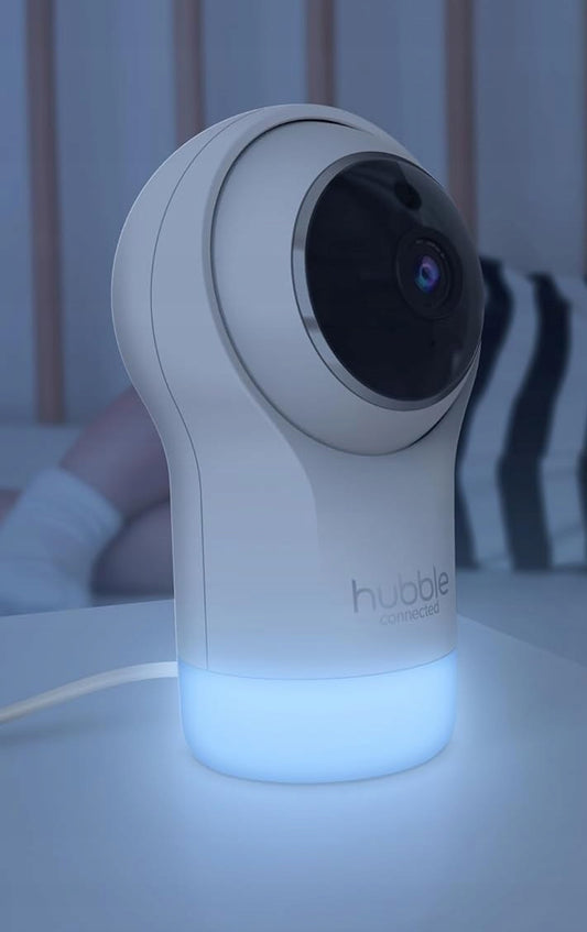 HUBBLE Nursery Pal Glow NIANIA ELEKTRONICZNA kamera Smart HD, biała kamera Wi‑Fi do monitoringu dziecka z trybem nocnym