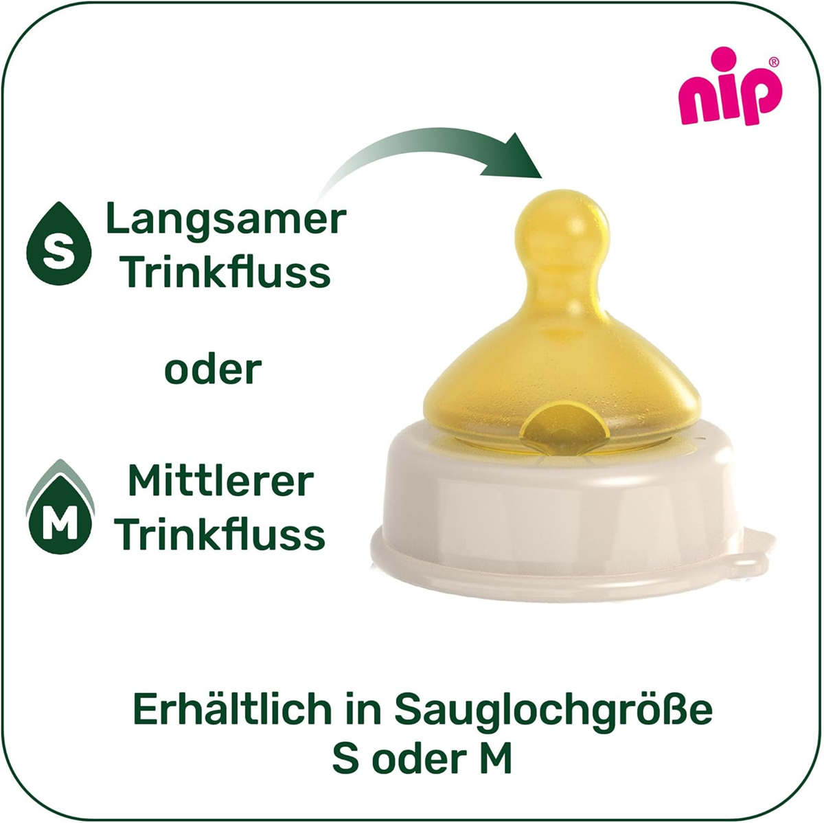 NIP Kersgroene speen voor fles M 0+ x2 LATEX