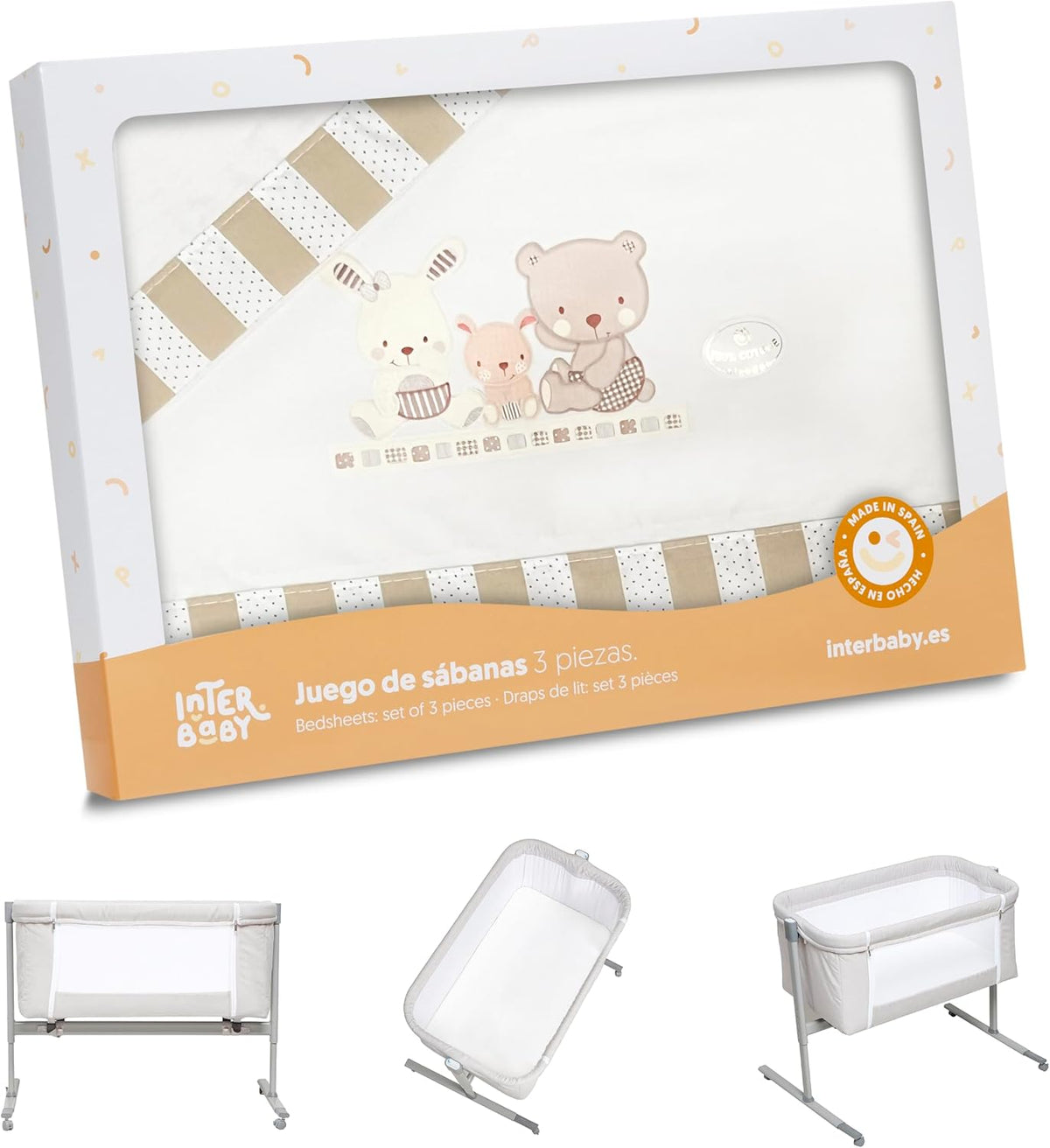 INTERBABY set de lenjerie pentru leagăn 110x82 / 50x80 / 50x30