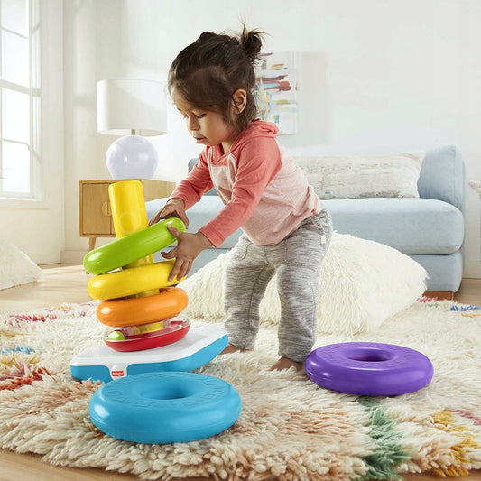 FISHER-PRICE giga piramidka z kółek, kolorowa zabawka do układania dla dzieci 12m+