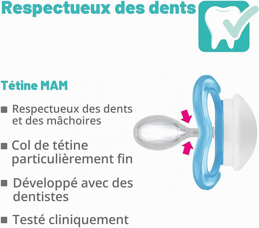 MAM Supreme smoczek uspokajający 16m+ x2, respectueux des dents, développé avec des dentistes