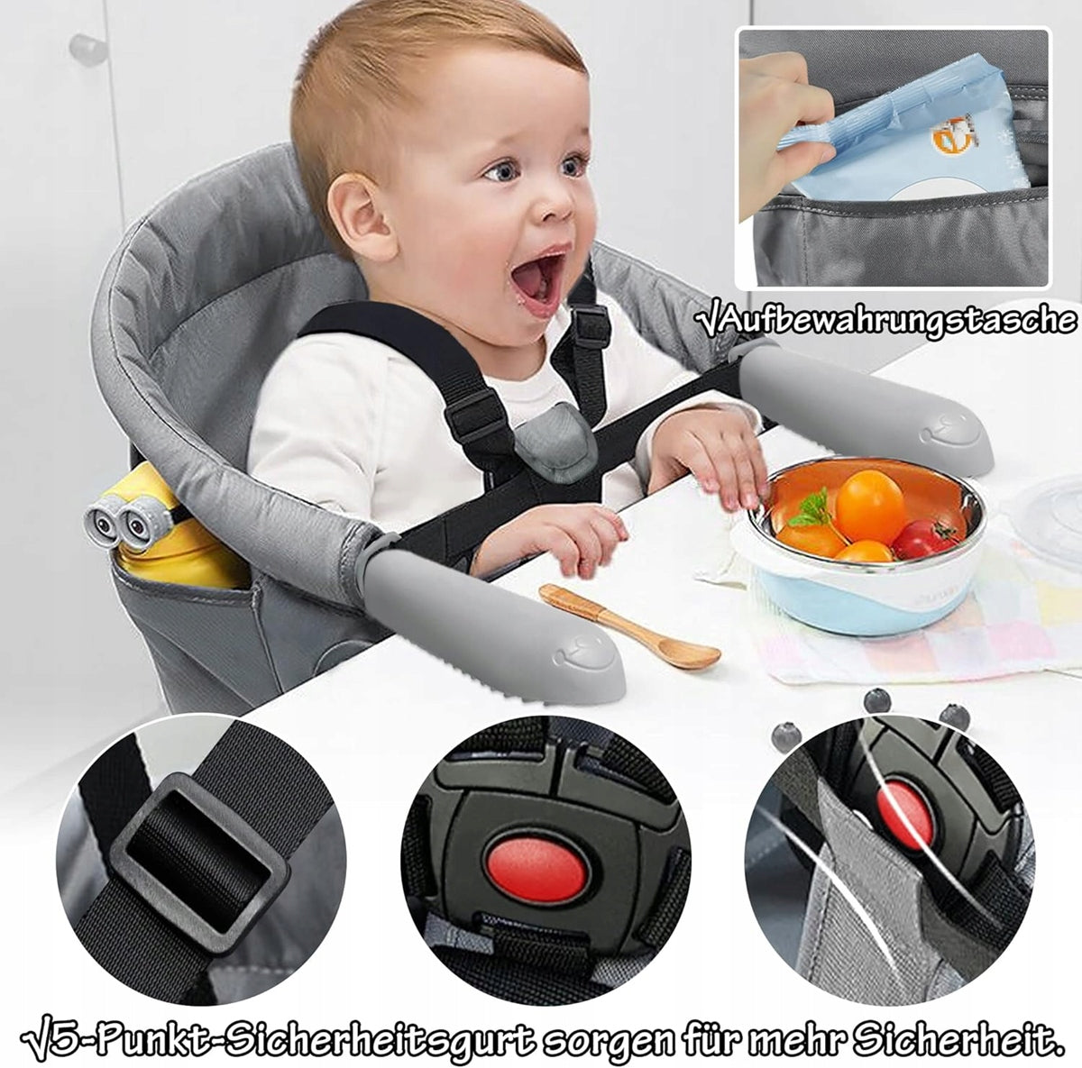 Silla de viaje LZQ para mesa, silla portátil para niños, fácil de montar