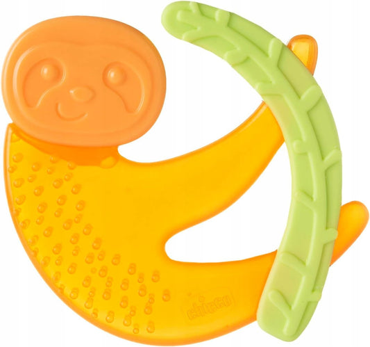 CHICCO Fresh gryzak chłodzący i masujący 4 m+ LENIWIEC, pomarańczowy gryzak dla niemowląt