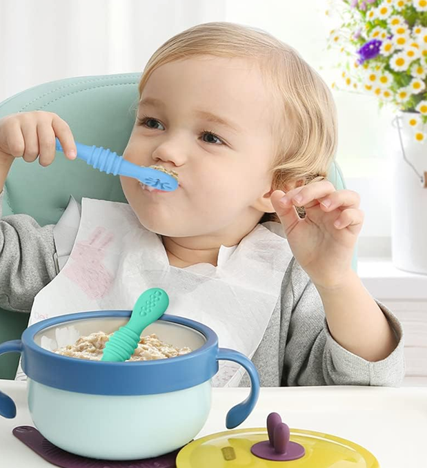 VICLOON set van 4 siliconen lepels voor vaste voeding 11 cm