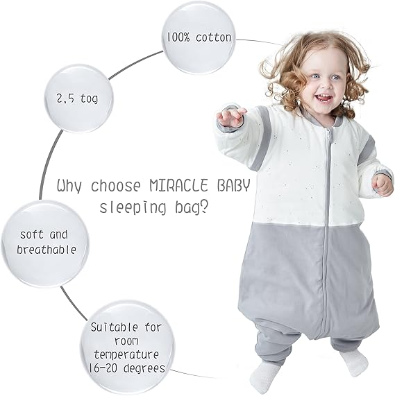 MIRACLE BABY winterslaapzak 2.5TOG 90 afritsbare mouwen