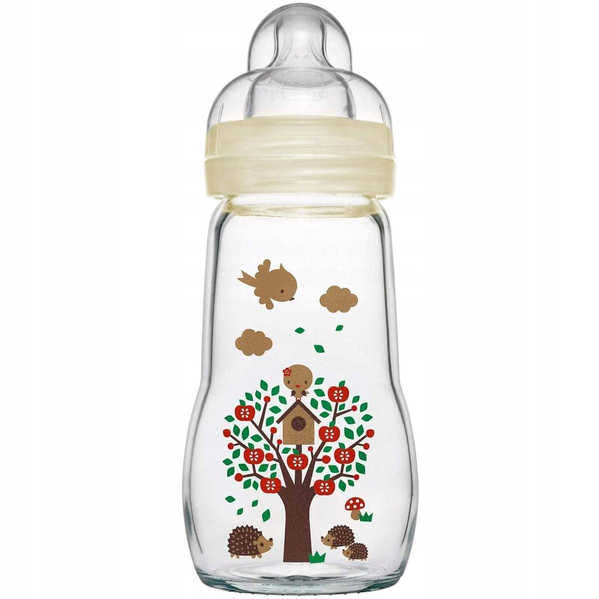 MAM glass bottle x2, soother