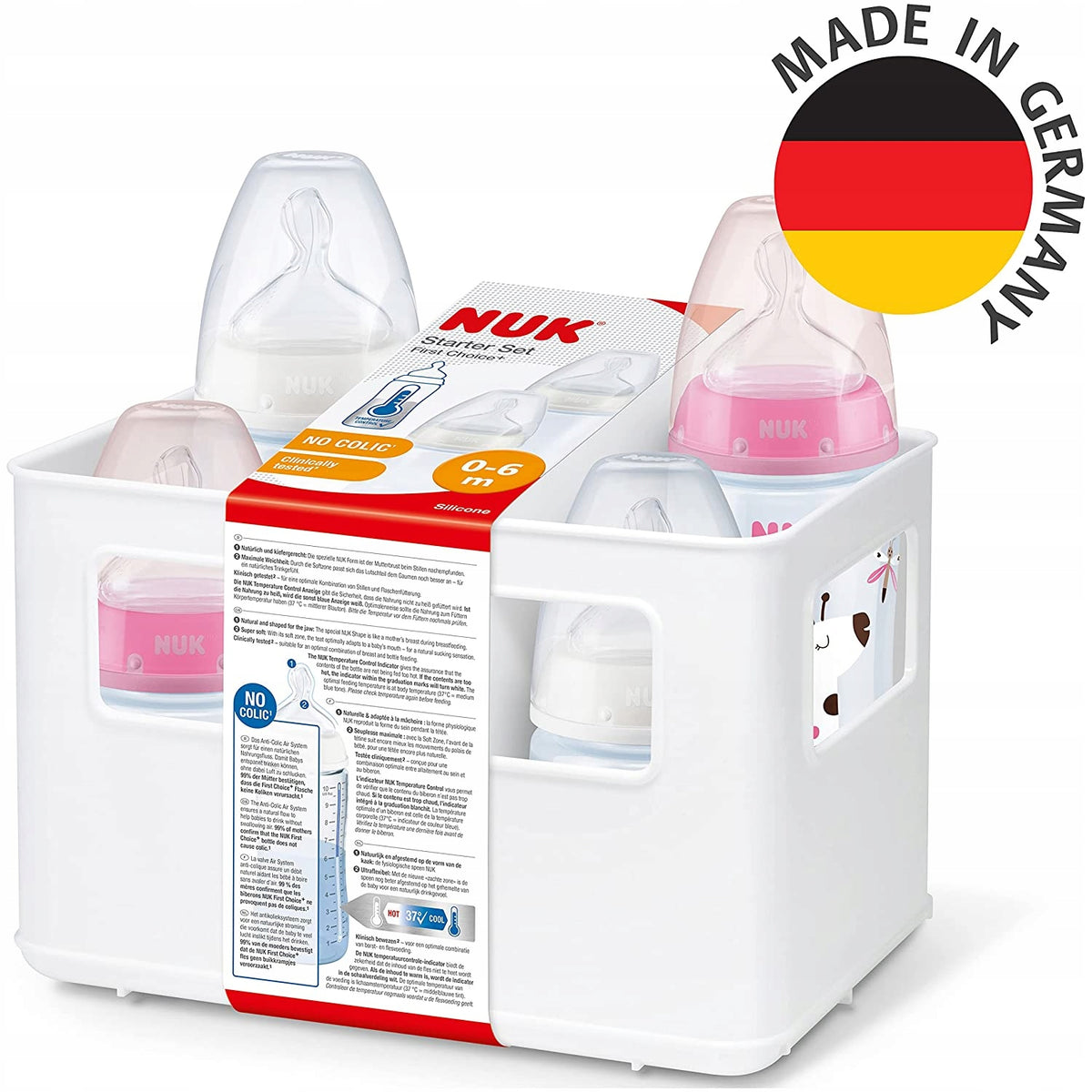 NUK set NO COLIC 4 biberoane coș CONTROL TEMPERATURĂ