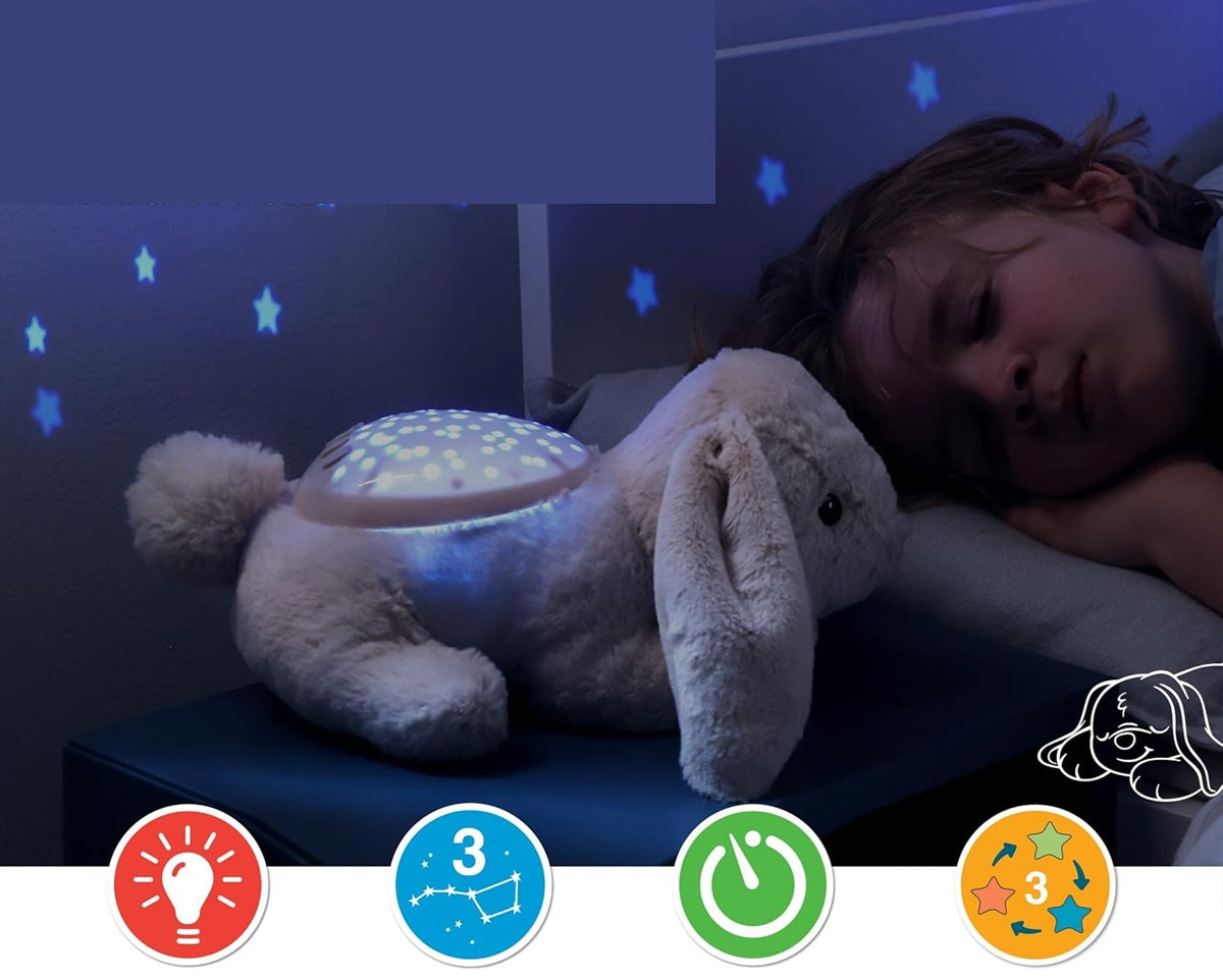 CLOUD B Dream Buddies jucărie de alint cu proiector de stele IEPURAȘUL BENNY 31 cm