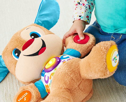 FISHER-PRICE szczeniaczek uczniaczek j. niemiecki interaktywny pluszak z podświetlanym serduszkiem i dźwiękami