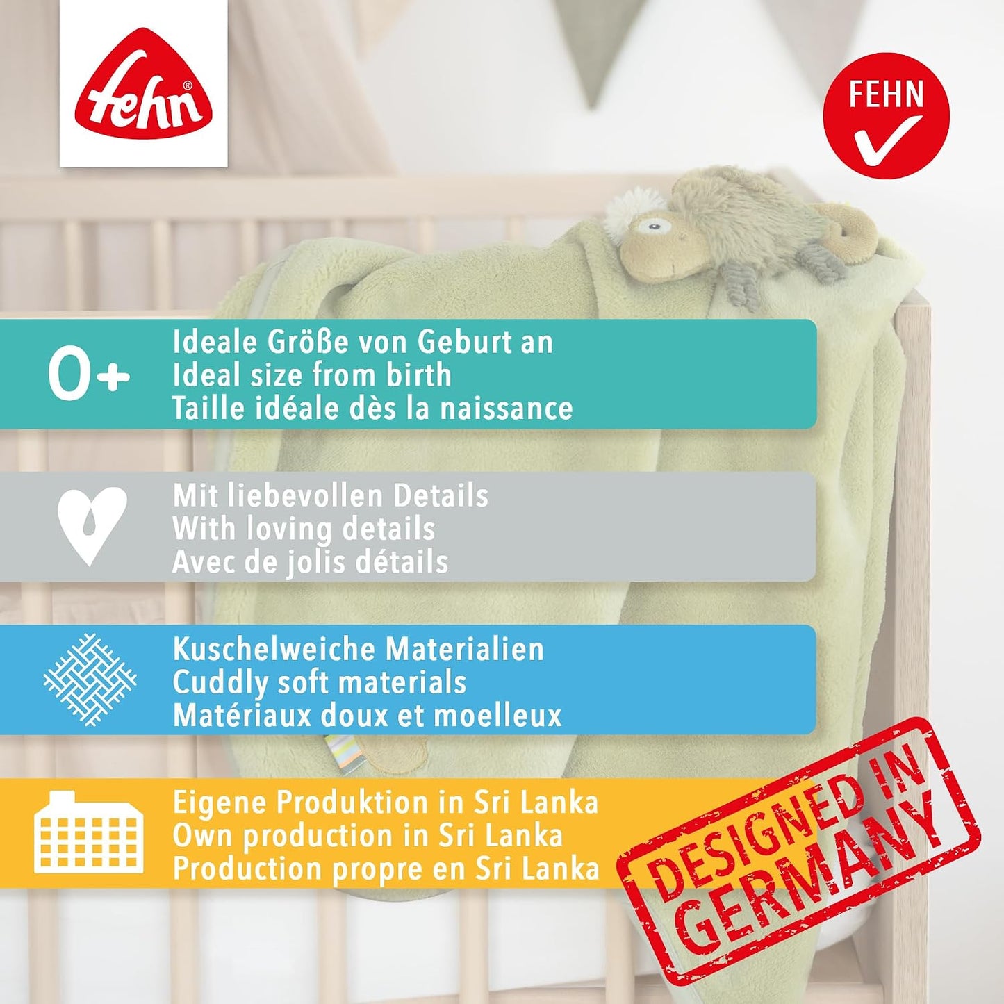 FEHN Mały Zamek koc dla niemowląt 75x100 cm z grzechotką – zdjęcie produktu 6
