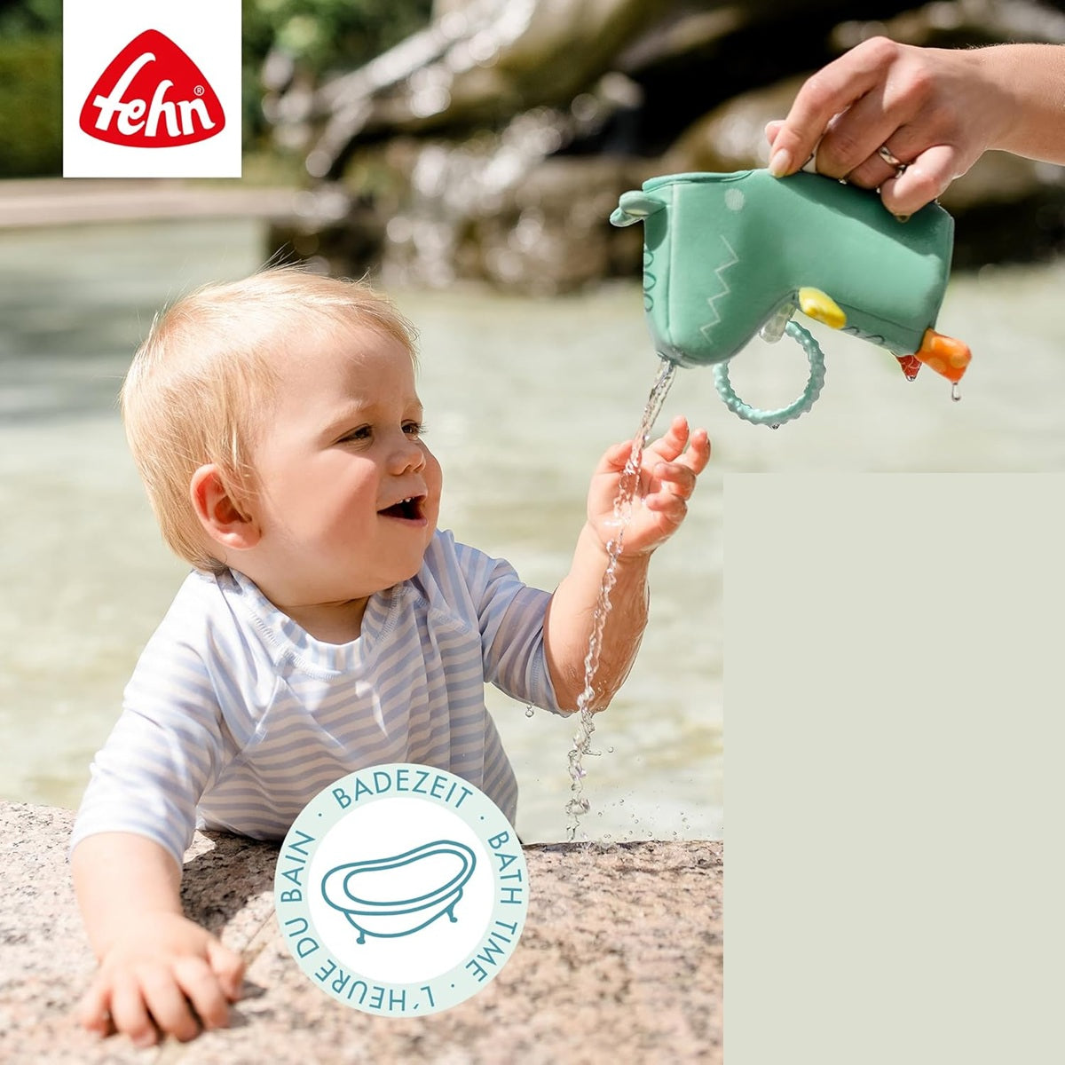 FEHN Plansch & Play crocodil stropitoare jucărie de baie 10 x 16 cm