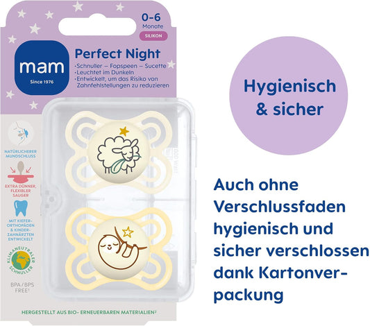 MAM PERFECT NIGHT dudlík uspávací x2 0-6m + box