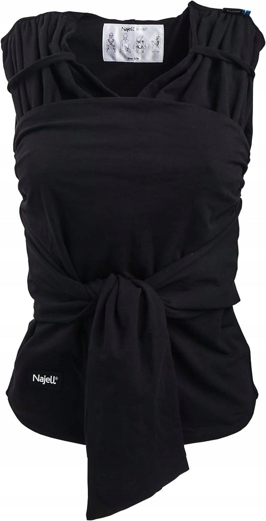 BEABA NAJELL WRAP chusta do noszenia dziecka 2w1 rozm. S/M czarna, bez węzłów, dla niemowląt 0m+