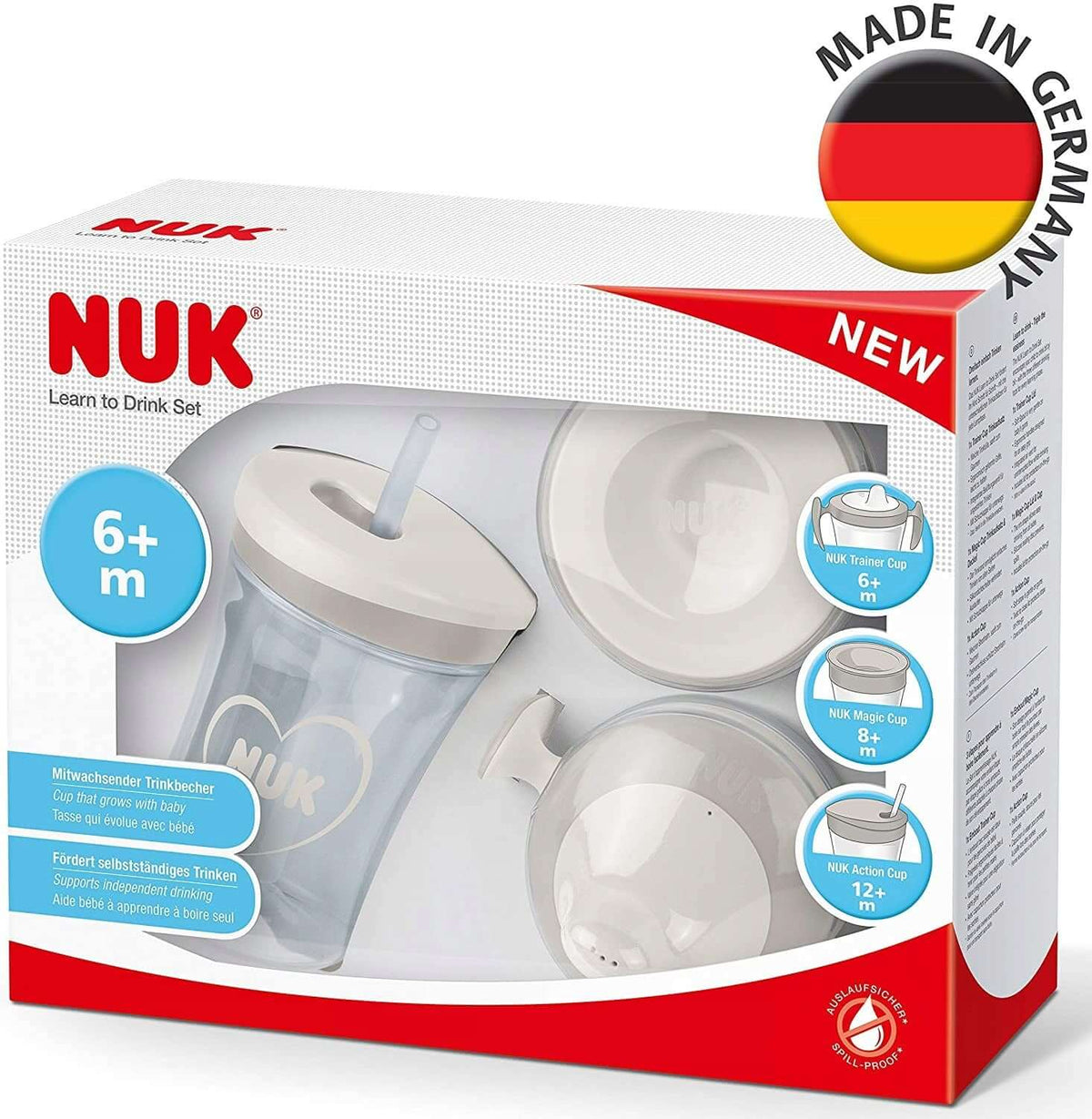 NUK zestaw do nauki picia kubek + 3 ustniki