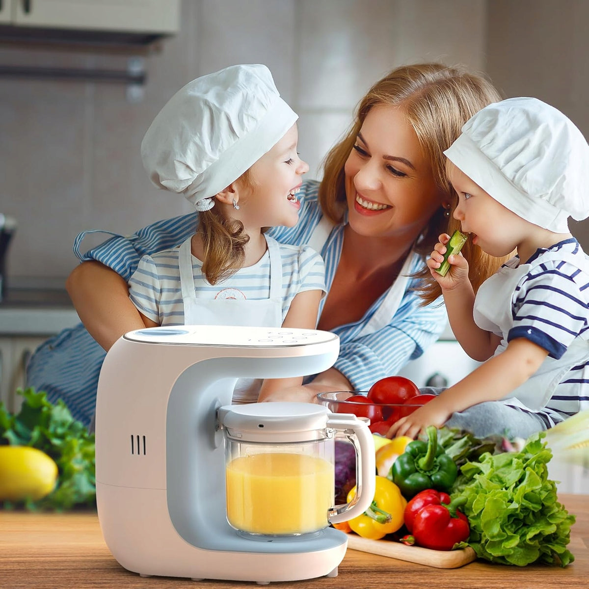 ECCOMUM 5-in-1 keukenrobot stoomkoker blender sterilisator + spatel