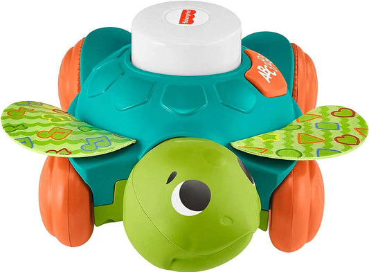 FISHER-PRICE GXK35 interaktywny żółw j.niemiecki, zielona zabawka dla niemowląt z muzyką i ruchomymi elementami