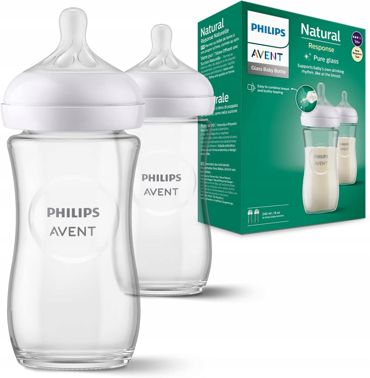PHILIPS AVENT Natural RESPONSE μπιμπερό 240 ml 1μηνός+ ΓΥΑΛΙ x2