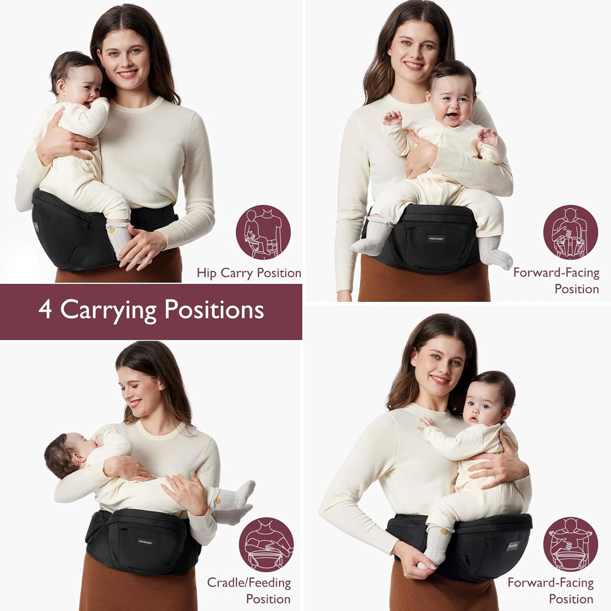 MOMCOZY scaun port-bebe șold 0-36 luni mărimea M