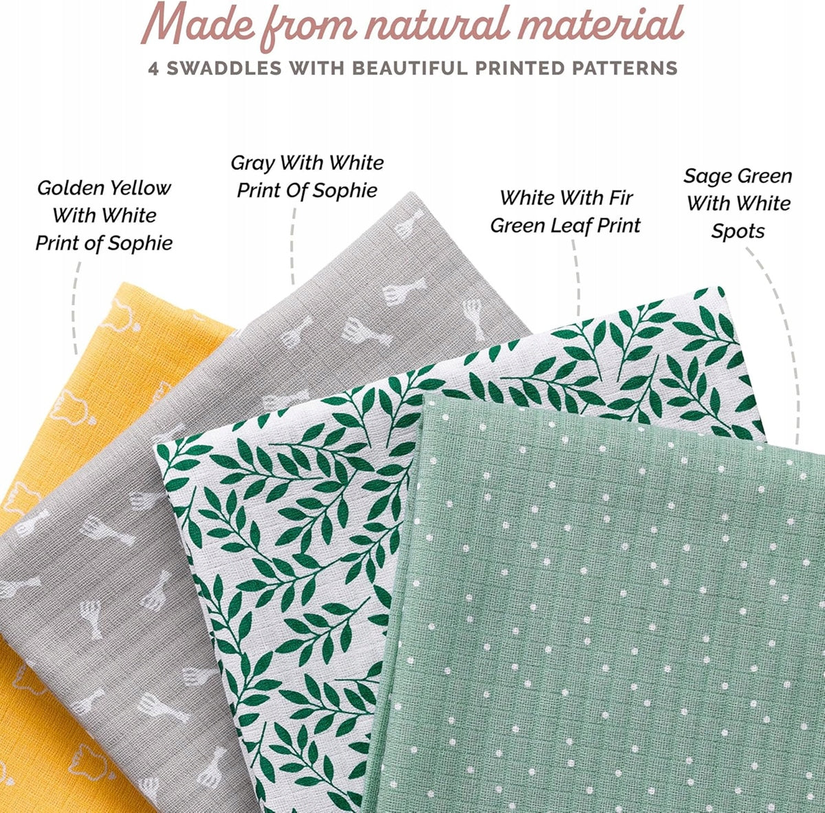 Πάνες βαμβακερές SOPHIE THE GIRAFFE 70εκ x 70εκ x4τμχ