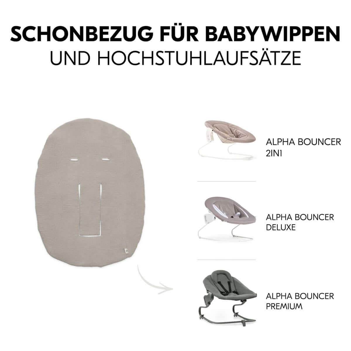 HAUCK pokrowiec na bujaczek Alpha Bouncer Premium / Deluxe / 2-in-1 – beżowy pranie w temperaturze 30° C – zdjęcie 3