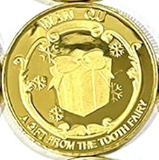 BRADOC Hada de los Dientes moneda metálica dorada para debajo de la almohada 4 cm REGALO