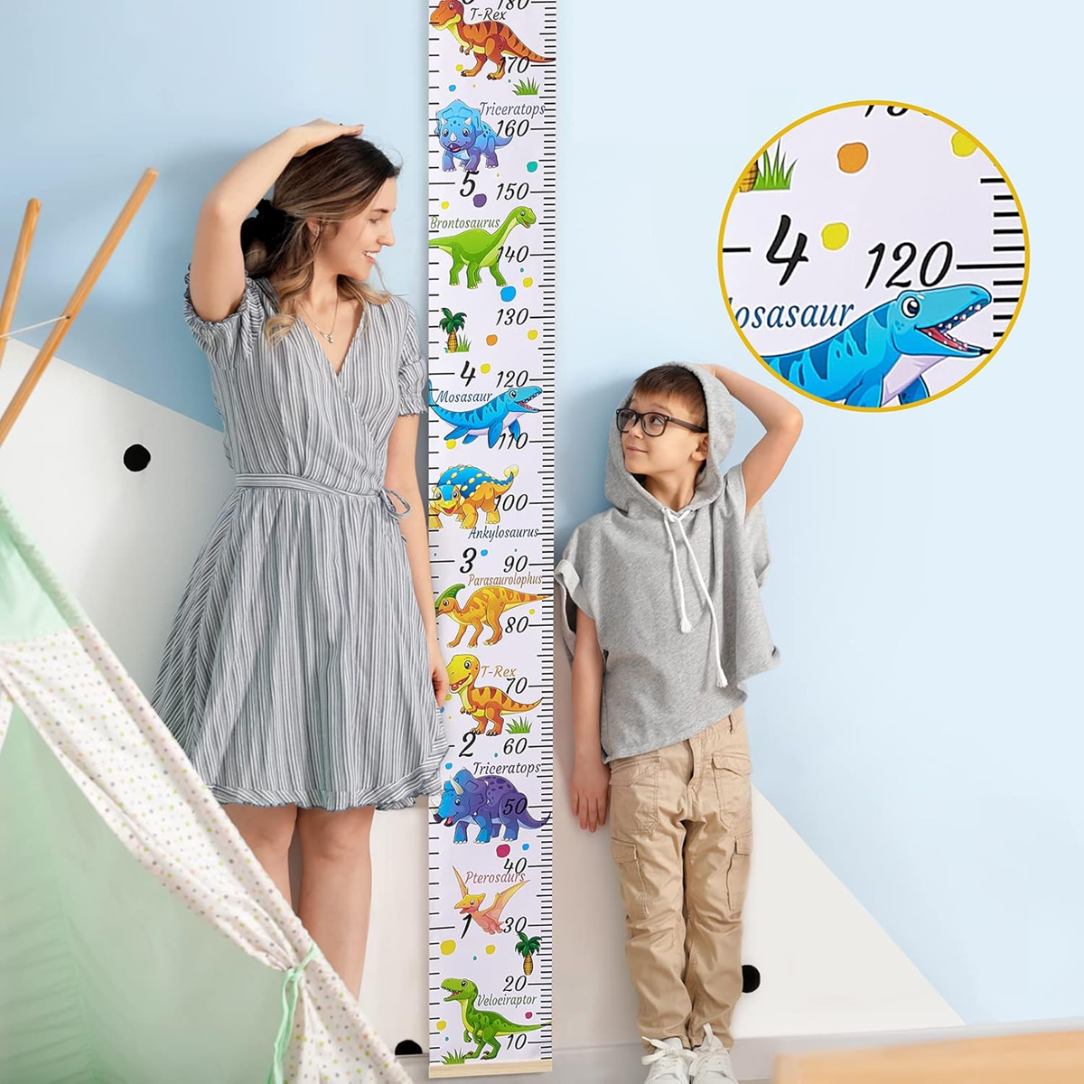 BEINOU hangende meetlat 200 cm van canvas en hout