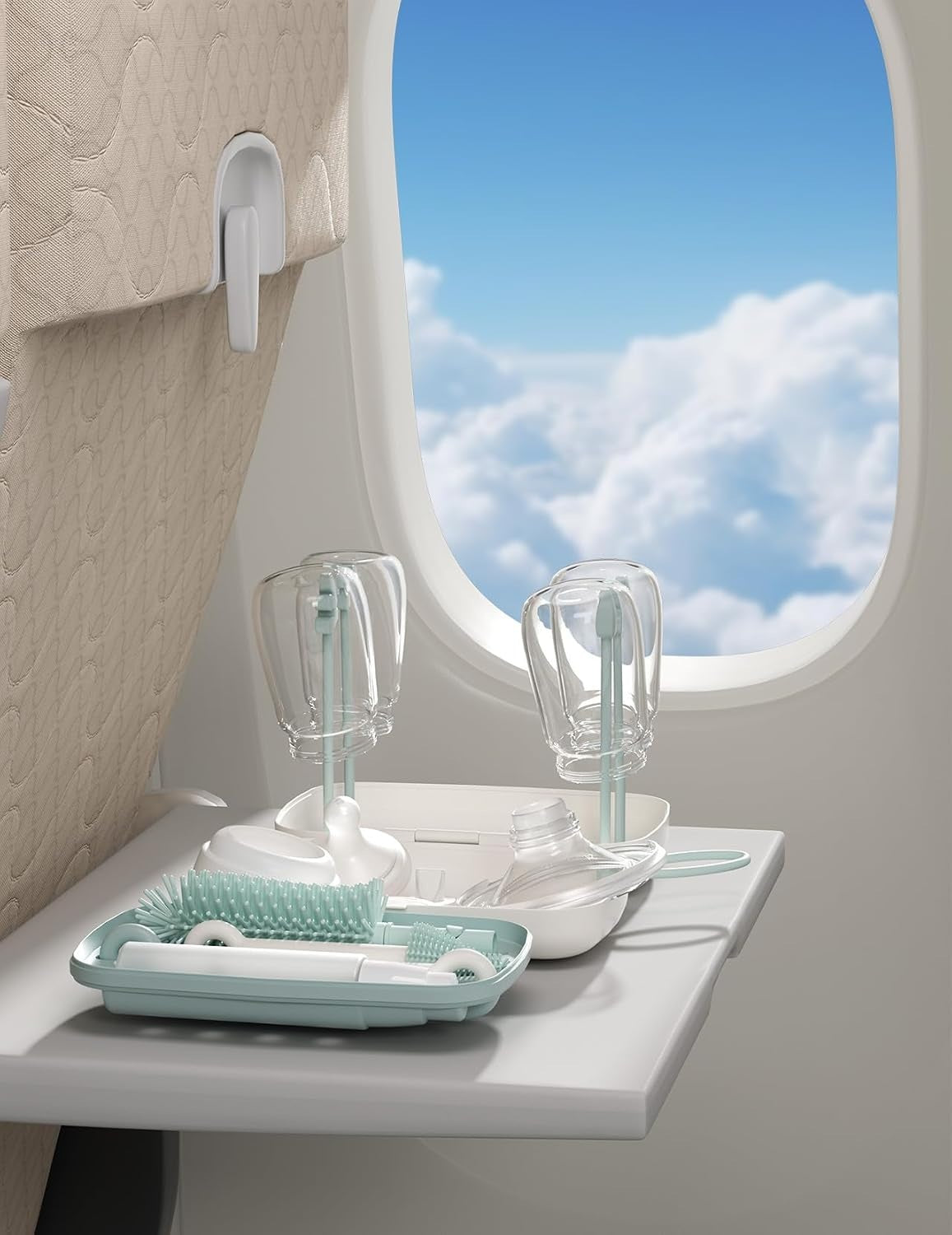 MOMCOZY 7 in 1 set da viaggio per pulire biberon, tettarelle e cannucce + custodia