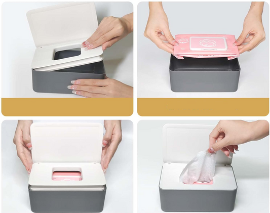 CONTENITORE per salviette umidificate con guarnizione e coperchio 10,1 x 21 cm