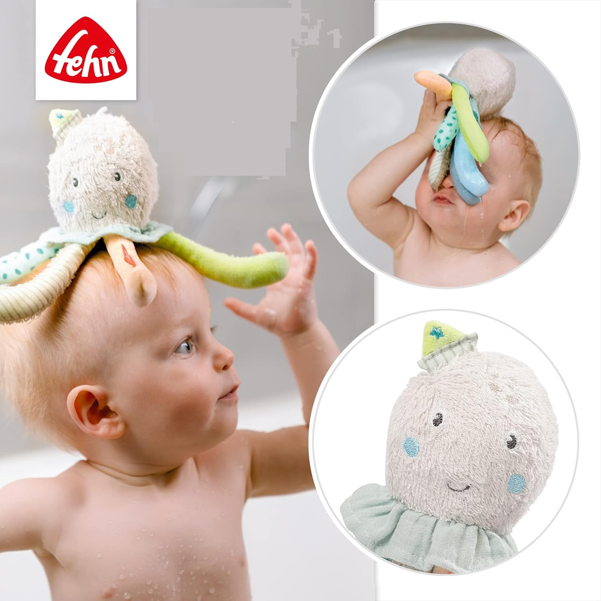 FEHN pluche badspeelgoed OCTOPUS 17 cm 0+