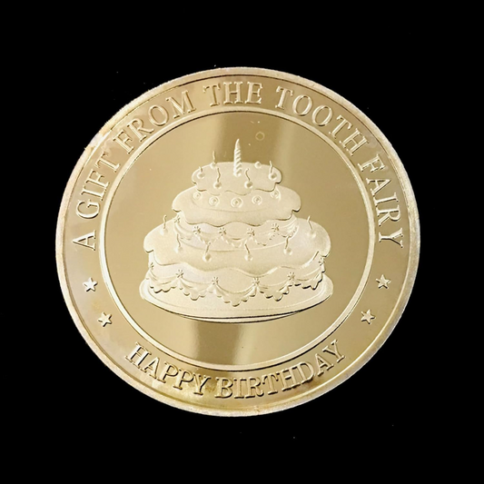 BRADOC Wróżka Zębuszka pozłacana metalowa moneta pod poduszkę 4 cm TORT – zdjęcie produktu 2