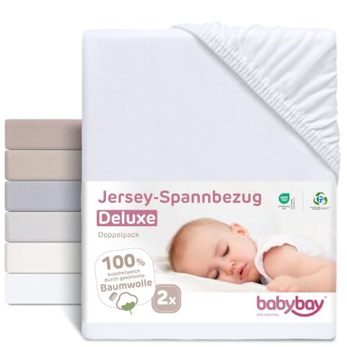 BABYBAY Deluxe lenzuola jersey 89x50 cm bianche 2 pz.