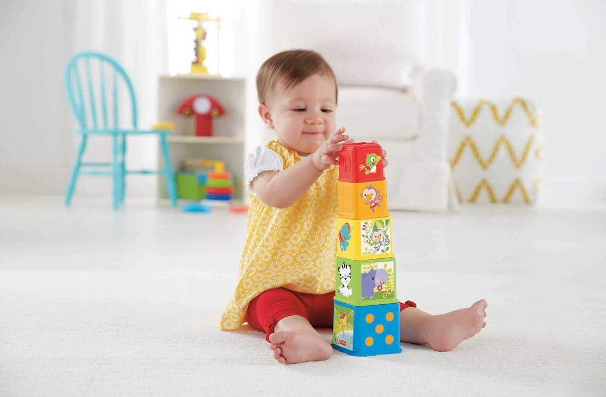 FISHER-PRICE Stack & Explore Blocks κύβοι διαφορετικών μεγεθών, 5 τεμάχια – φωτογραφία προϊόντος 5