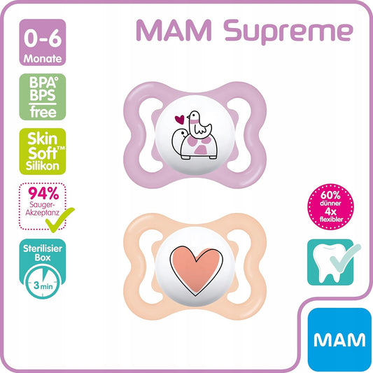 MAM SUPREME silikonesut 0-6 mdr x2