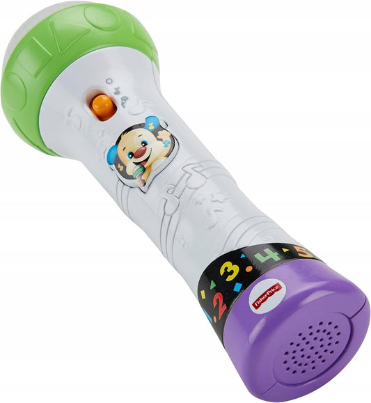 FISHER-PRICE FBP32 interaktywny mikrofon dla dzieci JĘZYK NIEMIECKI, zielono-biało-fioletowy, 18 m+