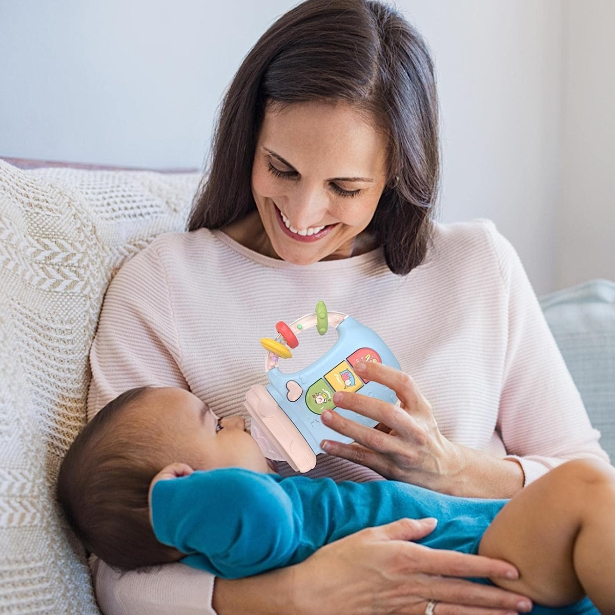 BAMBEBE dźwięki, światła + silikonowy gryzak i grzechotka J. ANGIELSKI – zdjęcie produktu 5