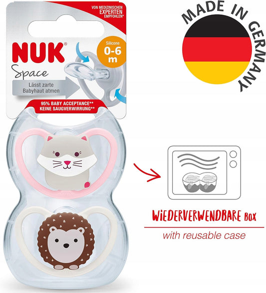 NUK Space sutteflaske-sut silikone x4 0-6 mdr +box