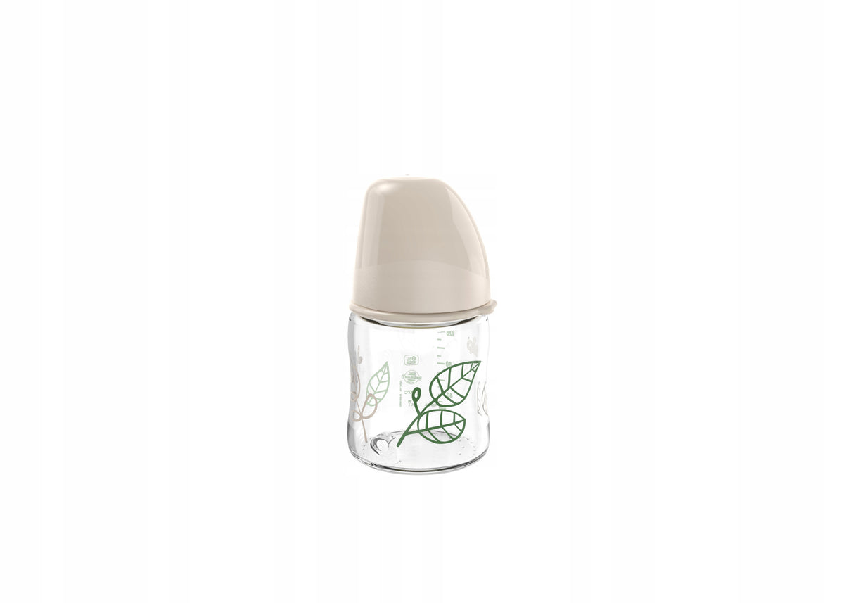 NIP Cherry Green biberón de vidrio 120 ml 0+ tetina de caucho natural S