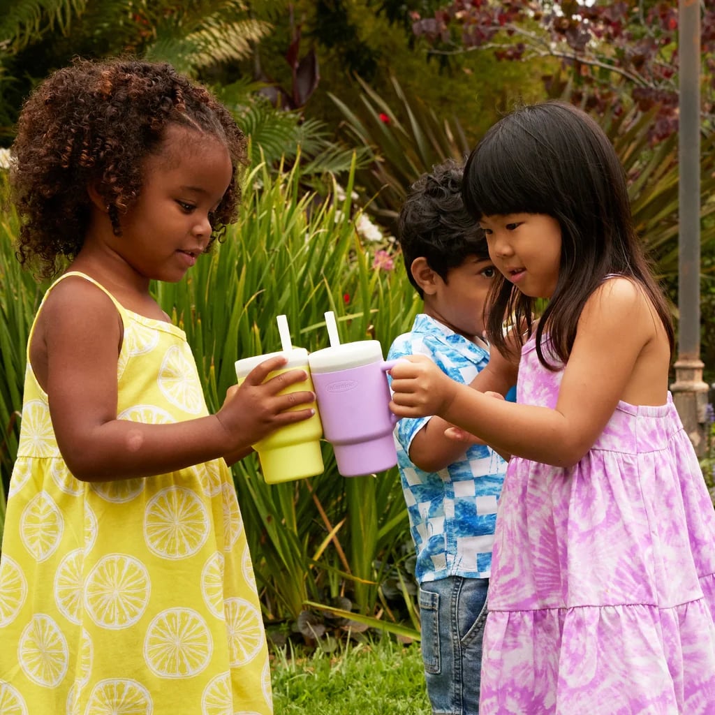 Infantino My 1st Tumbler bicchiere viola con cannuccia