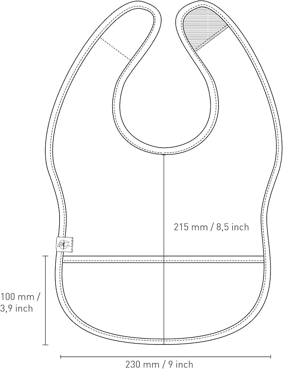 LASSIG bavetă din plastic cu arici și buzunar 6-24 luni