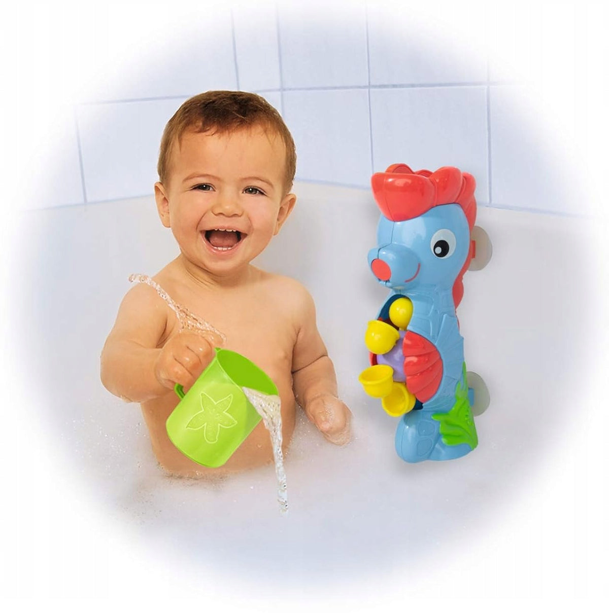 SIMBA caballito de mar con rueda de agua, ventosas y vaso 26 cm