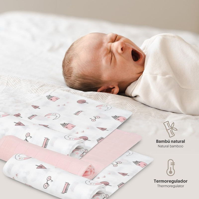 INTERBABY otulacze muślinowe x3 bambus bawełna 55x70cm – zdjęcie produktu 3