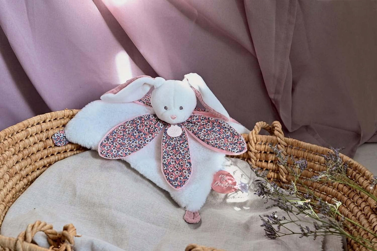 DOUDOU et COMPAGNE komforter przytulanka z kocykiem 27cm, wielokolorowa, 100% poliester, dla dzieci 0+
