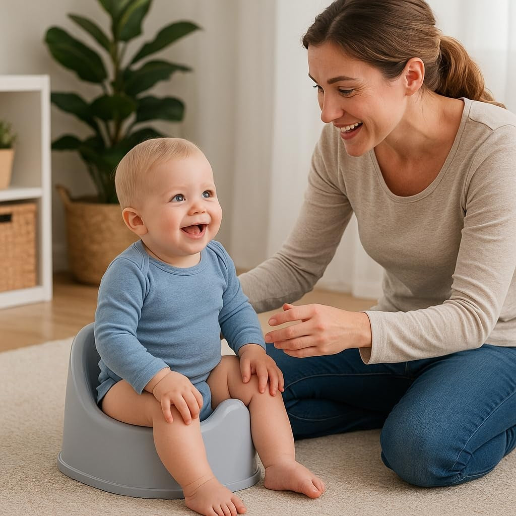 ROTHO Bella Bambina nocnik 6 m+ szary, wygodny i stabilny nocnik dla dziecka z osłoną przed rozpryskami