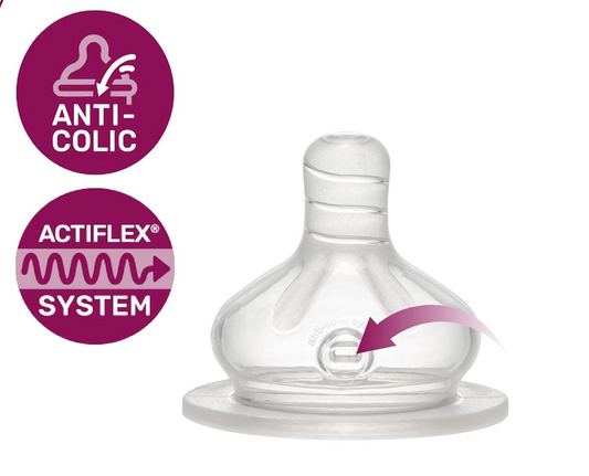 NIP szklana butelka ze smoczkiem rozmiar S wolny przepływ 120 ml ACTIFLEX – zdjęcie produktu 2