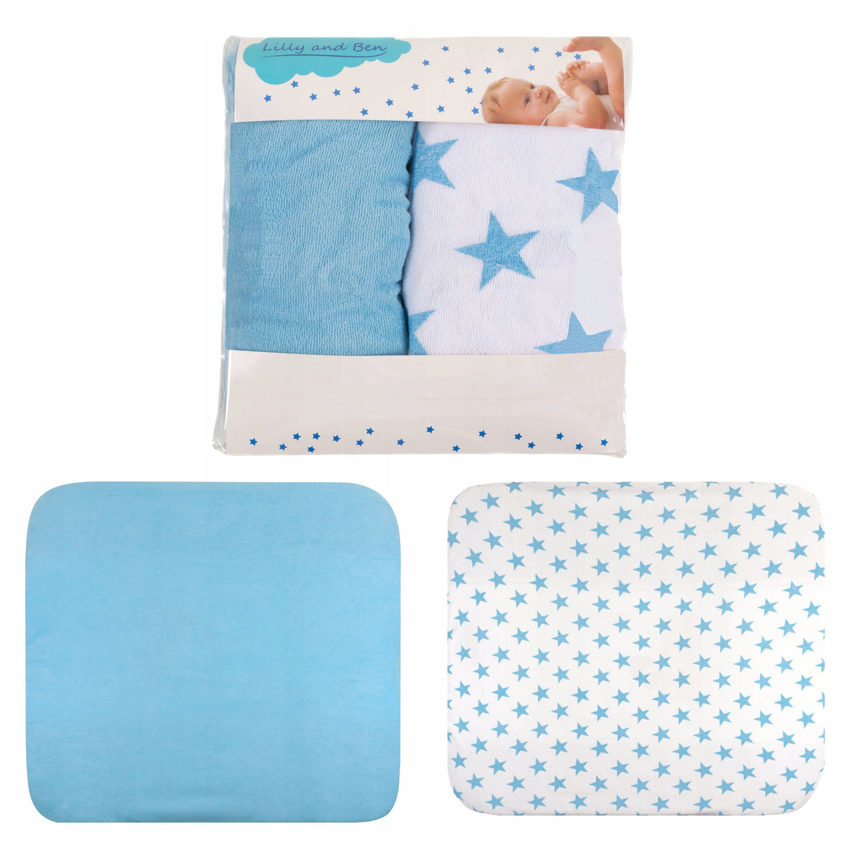 LILLY AND BEN 2x frotté hoes voor verschoontafel